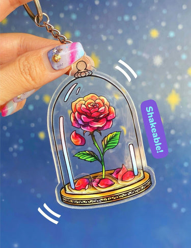 Shakeable Enchanted Rose Keychain (Pre-Order)